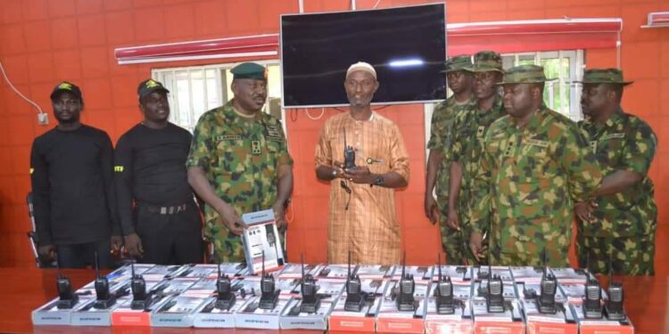 Army donates walkie talkies to civilian joint task force in Zamfara