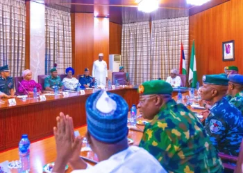 Pres. Tinubu, service chiefs, IGP in closed door meeting at presidential villa