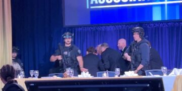 PresidentTrump, wife, others whisked away from correspondents dinner after gunman opens fire